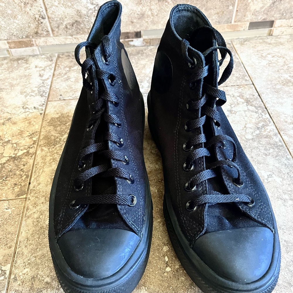 Converse All Star Platform All-Black Canvas Sneakers . Women’s Size 10. - Picture 3 of 8